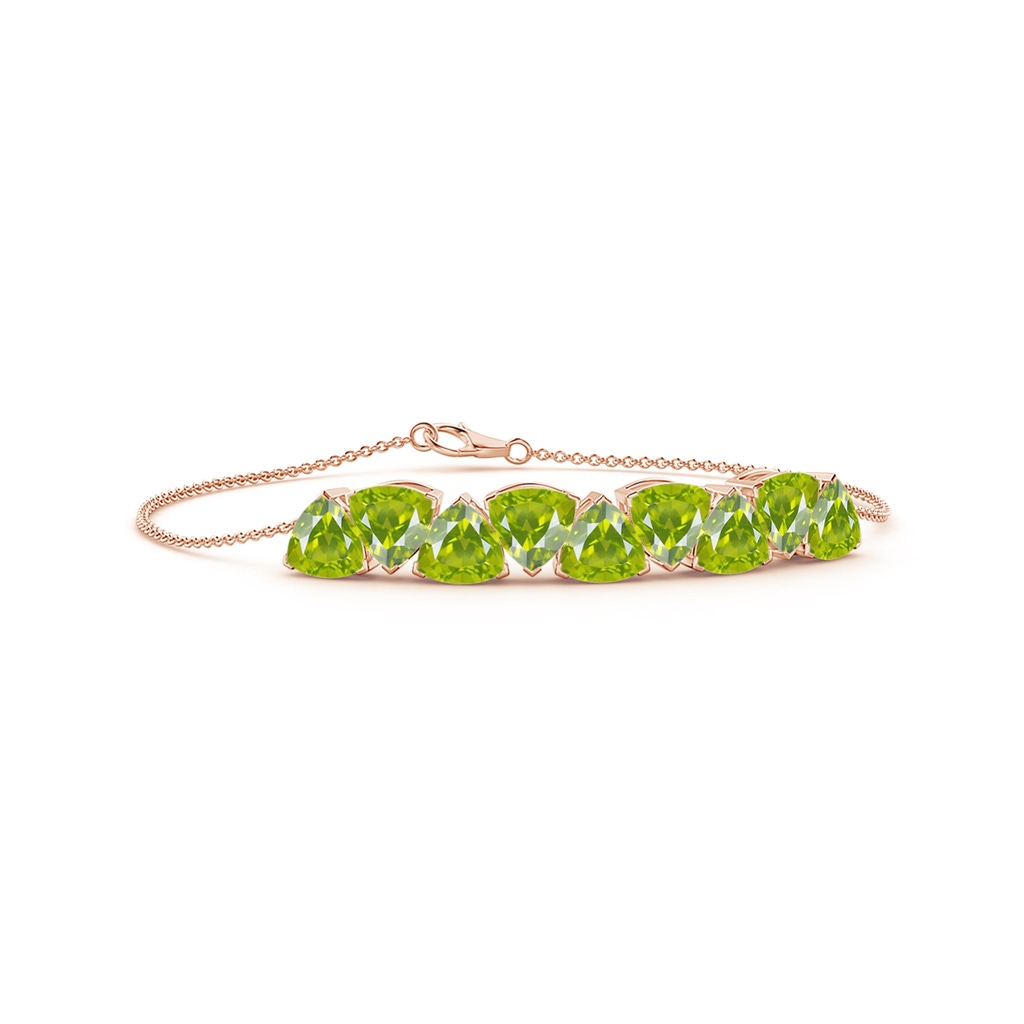 6mm AA Trillion Peridot Chain Bracelet in Rose Gold