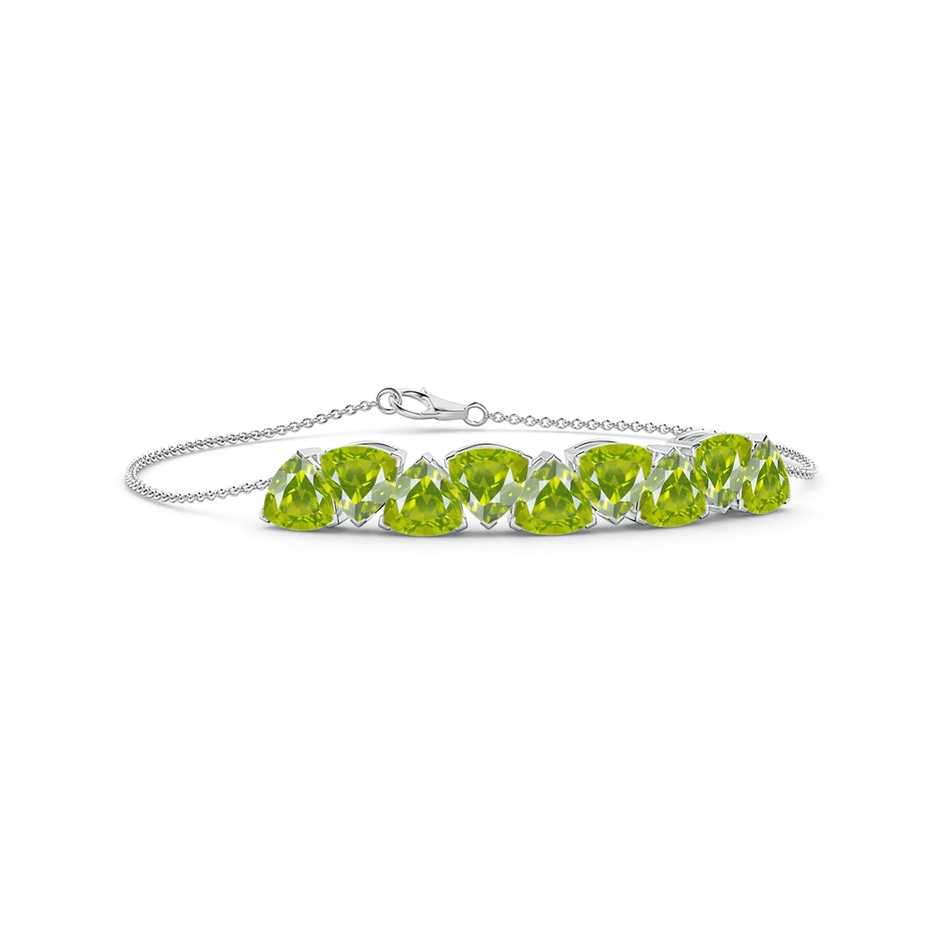 6mm AA Trillion Peridot Chain Bracelet in White Gold 