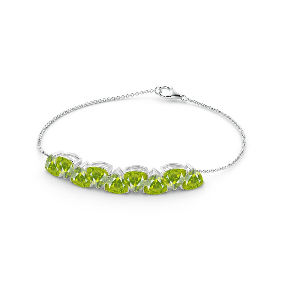 6mm AA Trillion Peridot Chain Bracelet in White Gold side 199