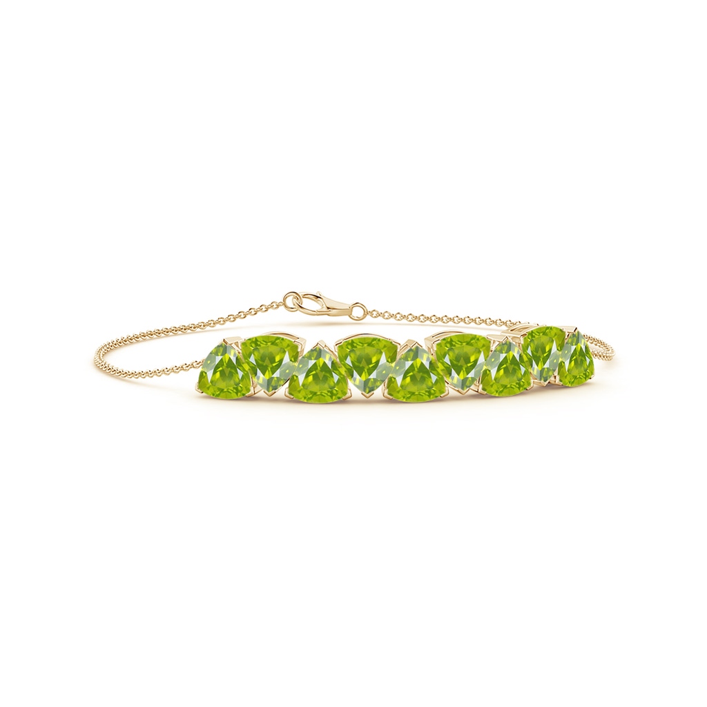 6mm AA Trillion Peridot Chain Bracelet in Yellow Gold