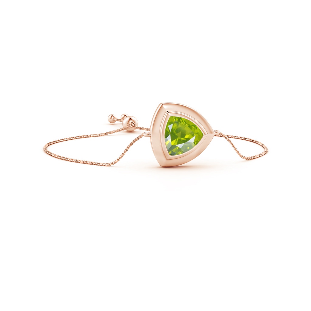 6mm AA Bezel-Set Trillion Peridot Solitaire Bolo Bracelet in Rose Gold