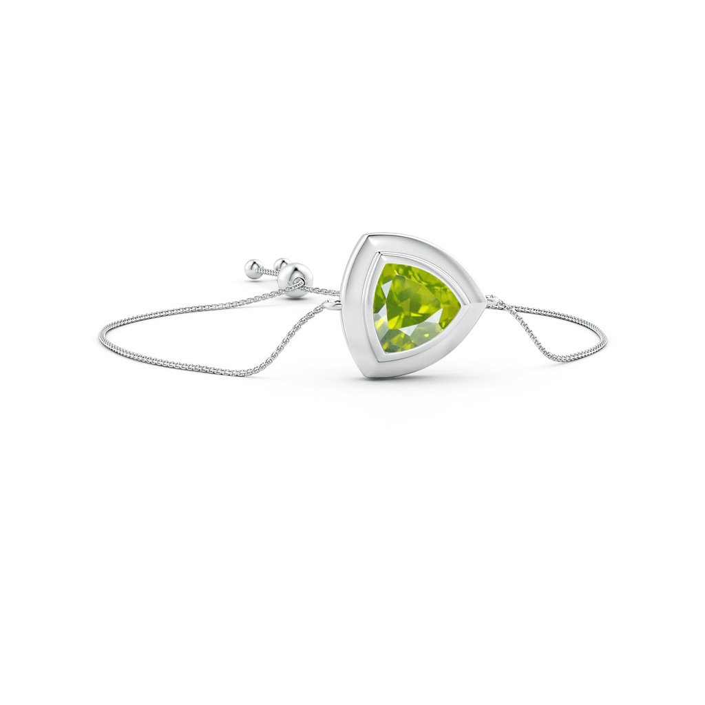 6mm AA Bezel-Set Trillion Peridot Solitaire Bolo Bracelet in White Gold