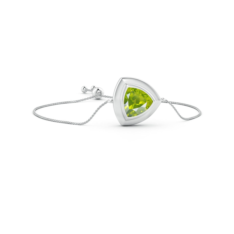 6mm AA Bezel-Set Trillion Peridot Solitaire Bolo Bracelet in White Gold 