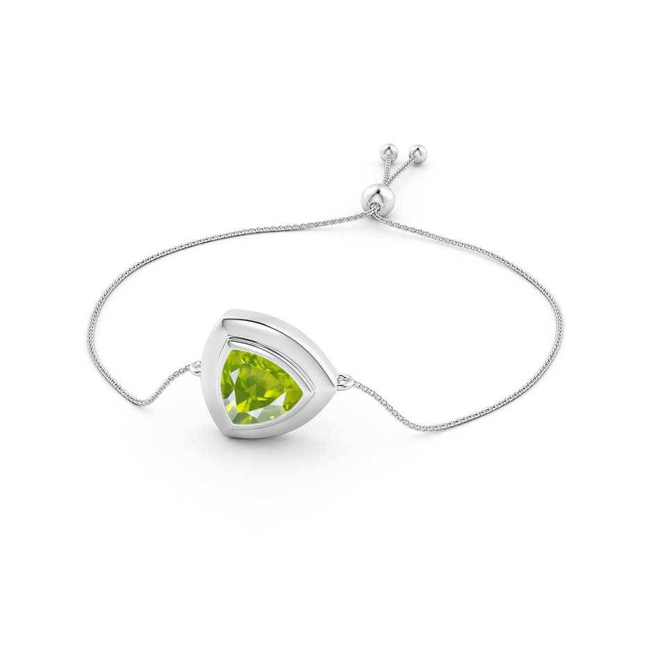 6mm AA Bezel-Set Trillion Peridot Solitaire Bolo Bracelet in White Gold side 1