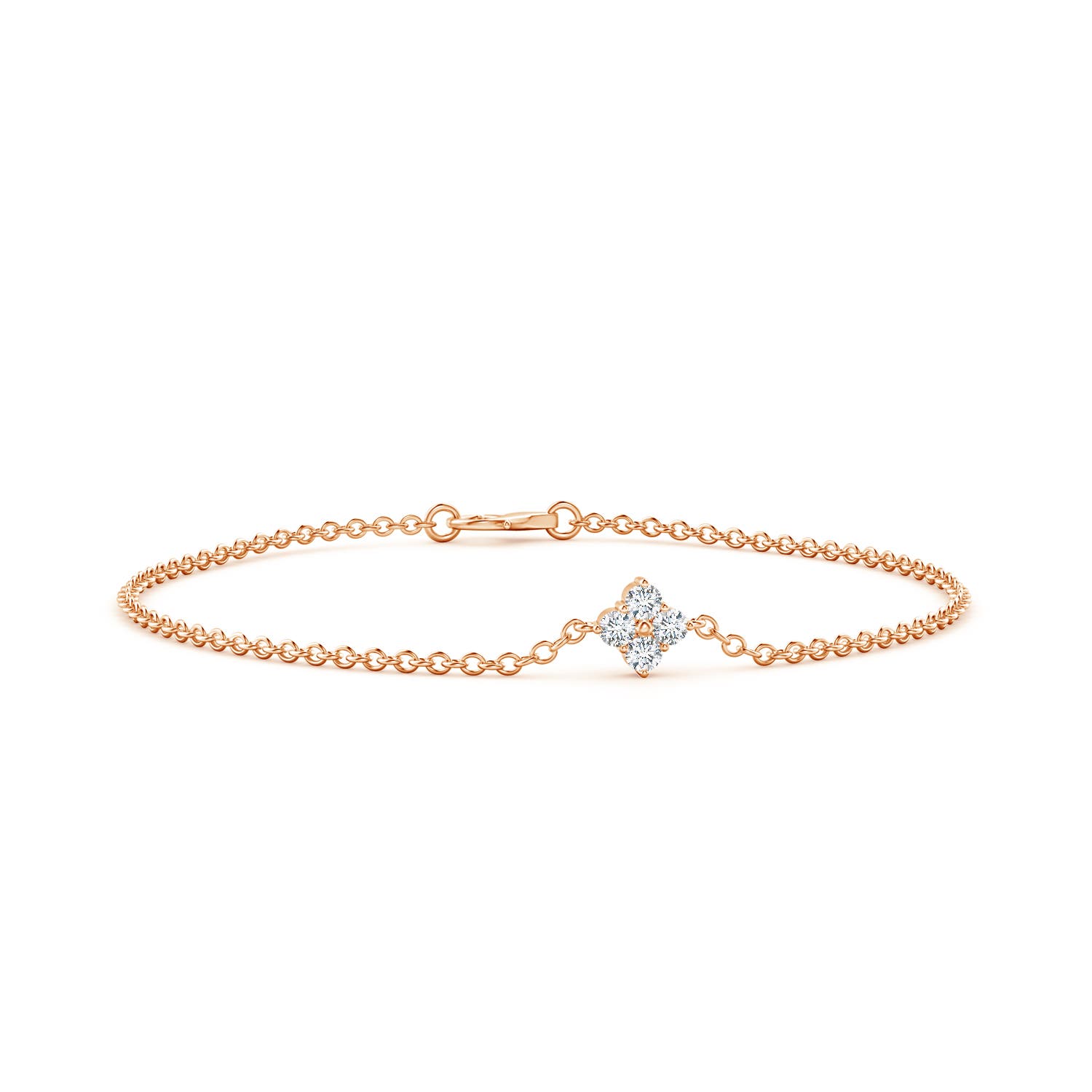 2.25mm GVS2 Floral Diamond Cluster Chain Bracelet in 18CT Rose Gold