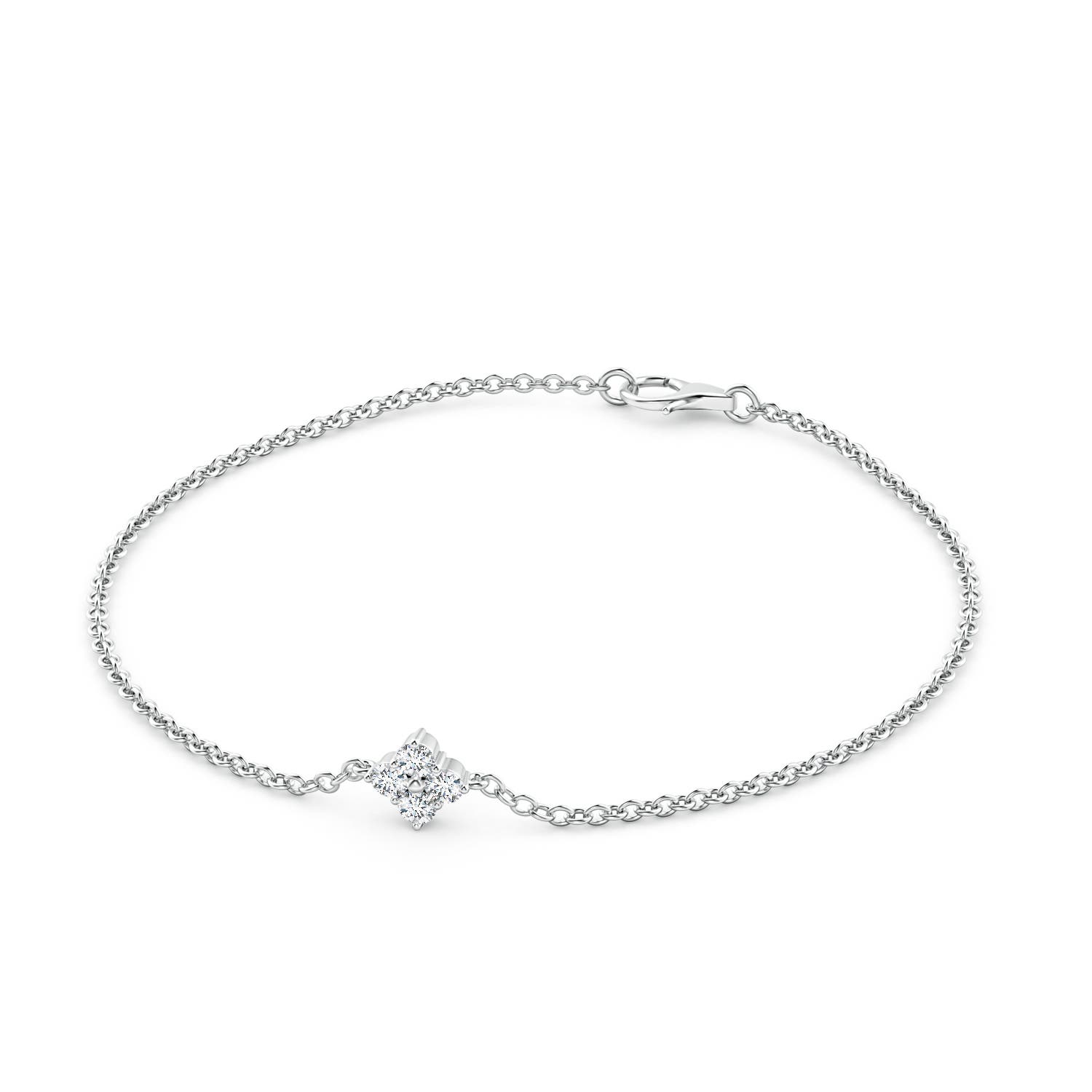 2.25mm GVS2 Floral Diamond Cluster Chain Bracelet in White Gold