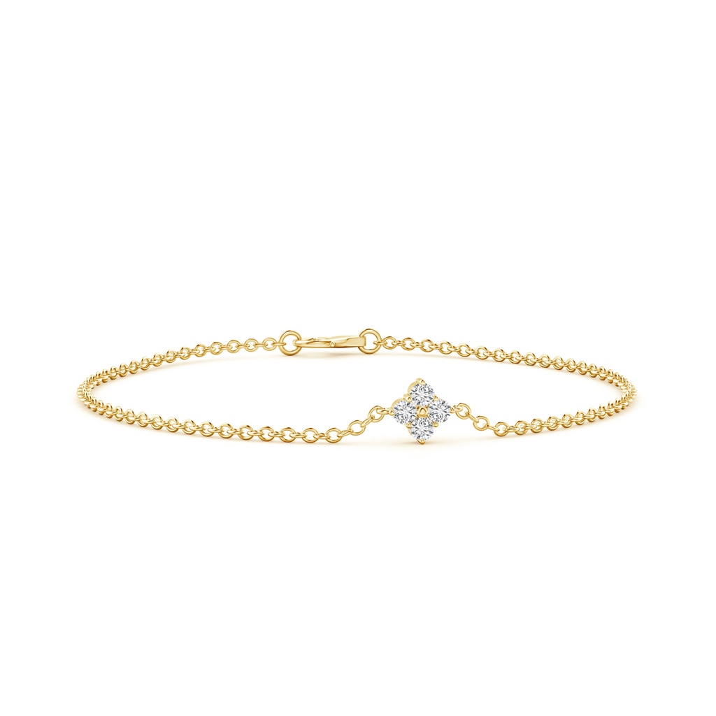 2.25mm HSI2 Floral Diamond Clustre Chain Bracelet in Yellow Gold