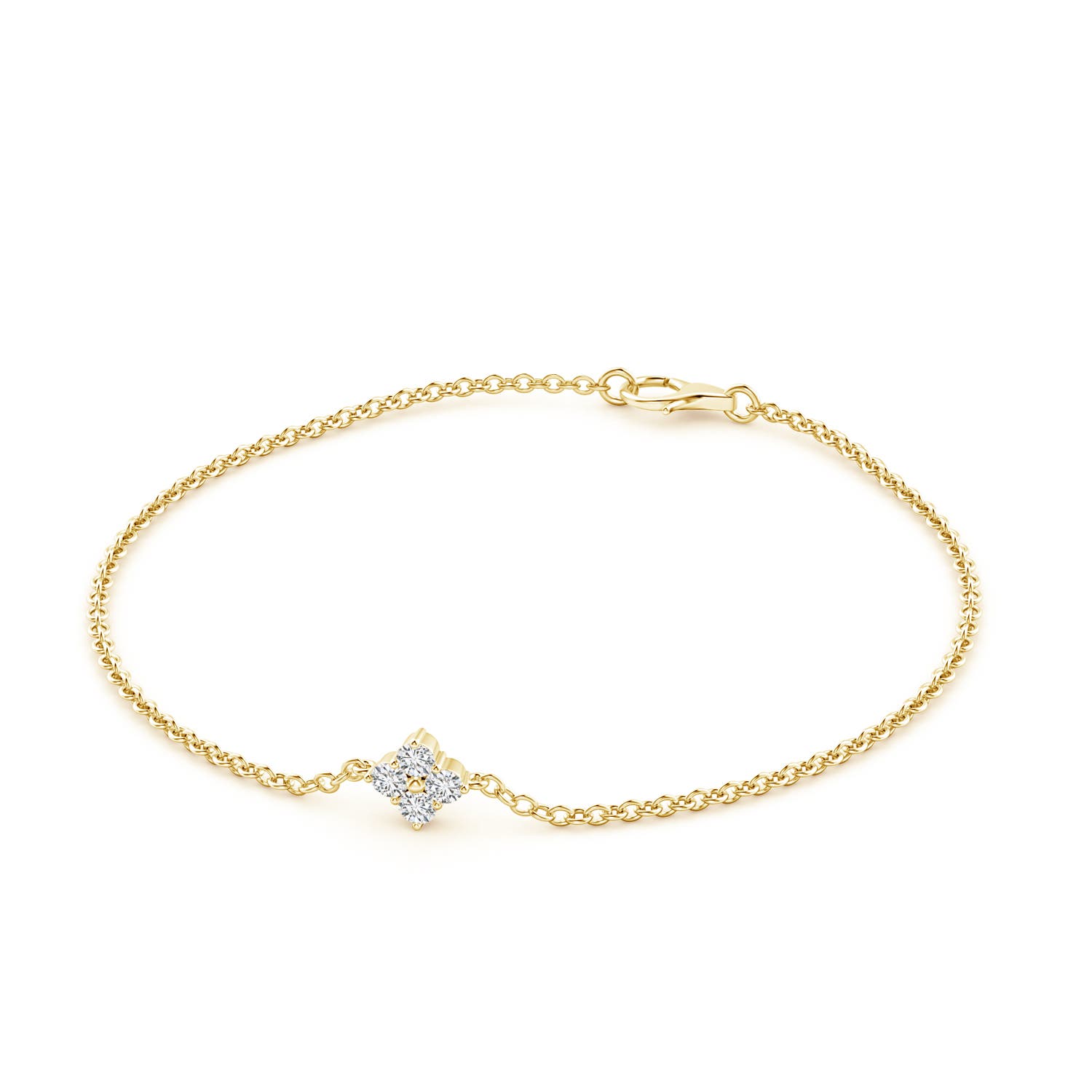 2.25mm HSI2 Floral Diamond Cluster Chain Bracelet in Yellow Gold - side 2