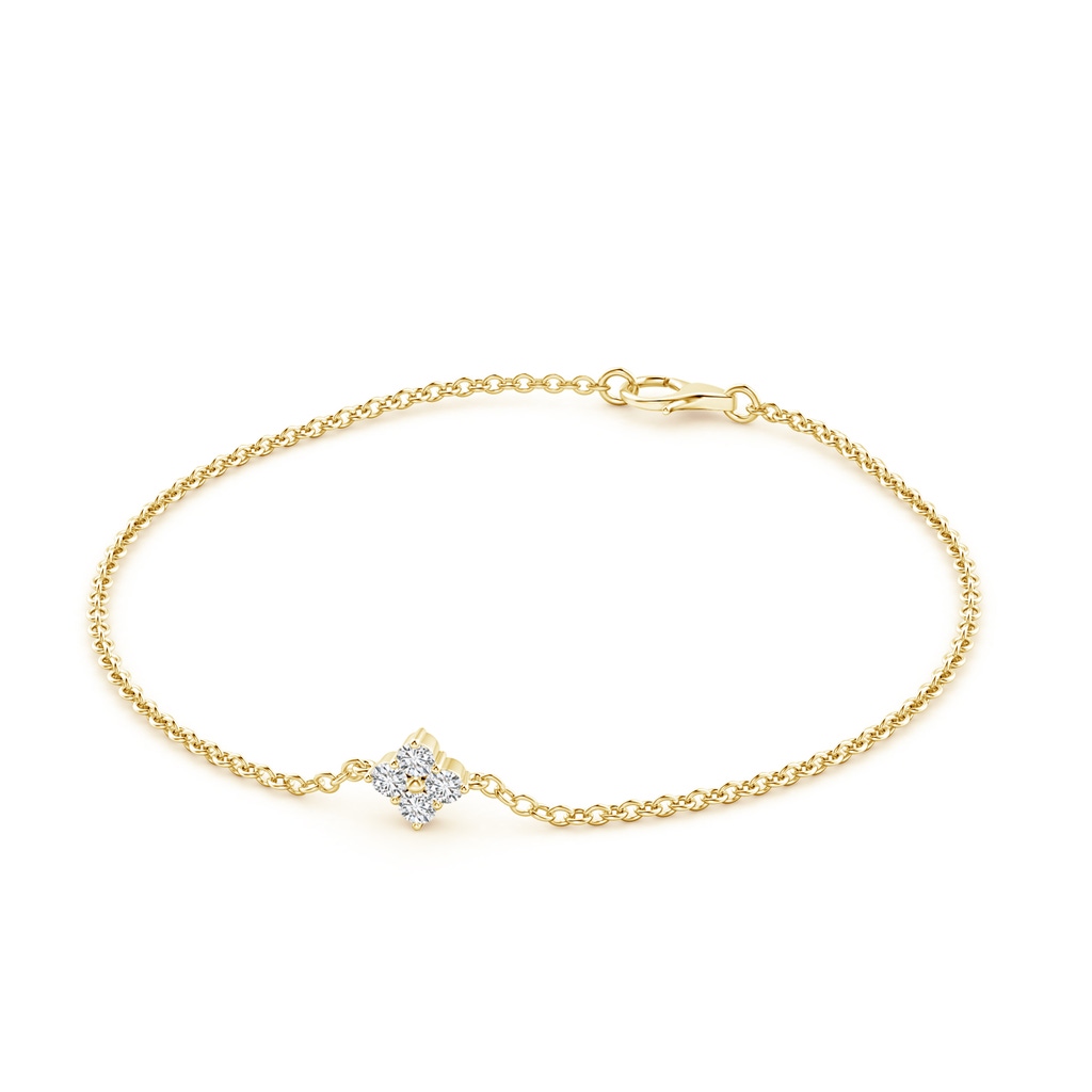 2.25mm HSI2 Floral Diamond Clustre Chain Bracelet in Yellow Gold Side 199