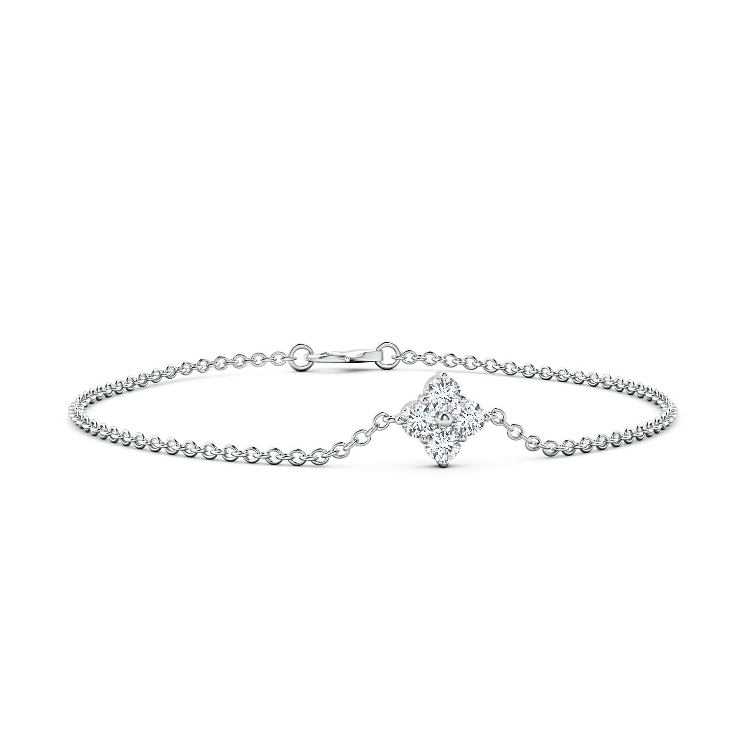 4.1mm GVS2 Floral Diamond Cluster Chain Bracelet in S999 Silver