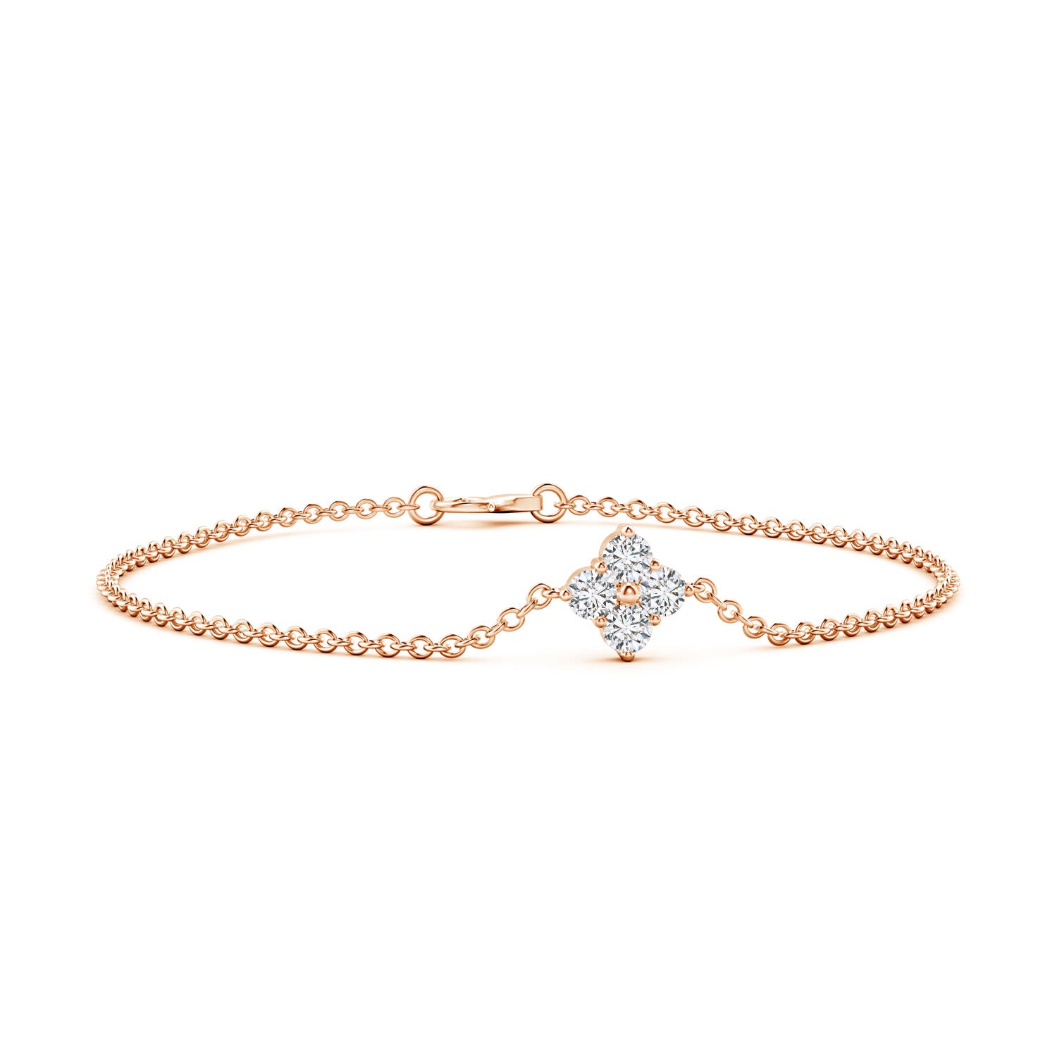 4.1mm HSI2 Floral Diamond Cluster Chain Bracelet in 18CT Rose Gold