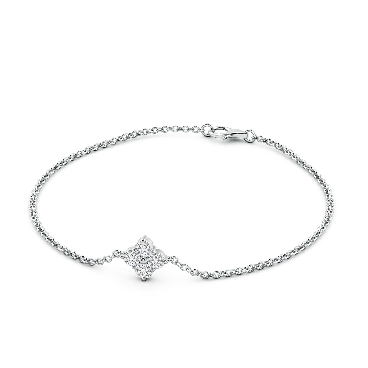 4.1mm HSI2 Floral Diamond Cluster Chain Bracelet in 18K White Gold