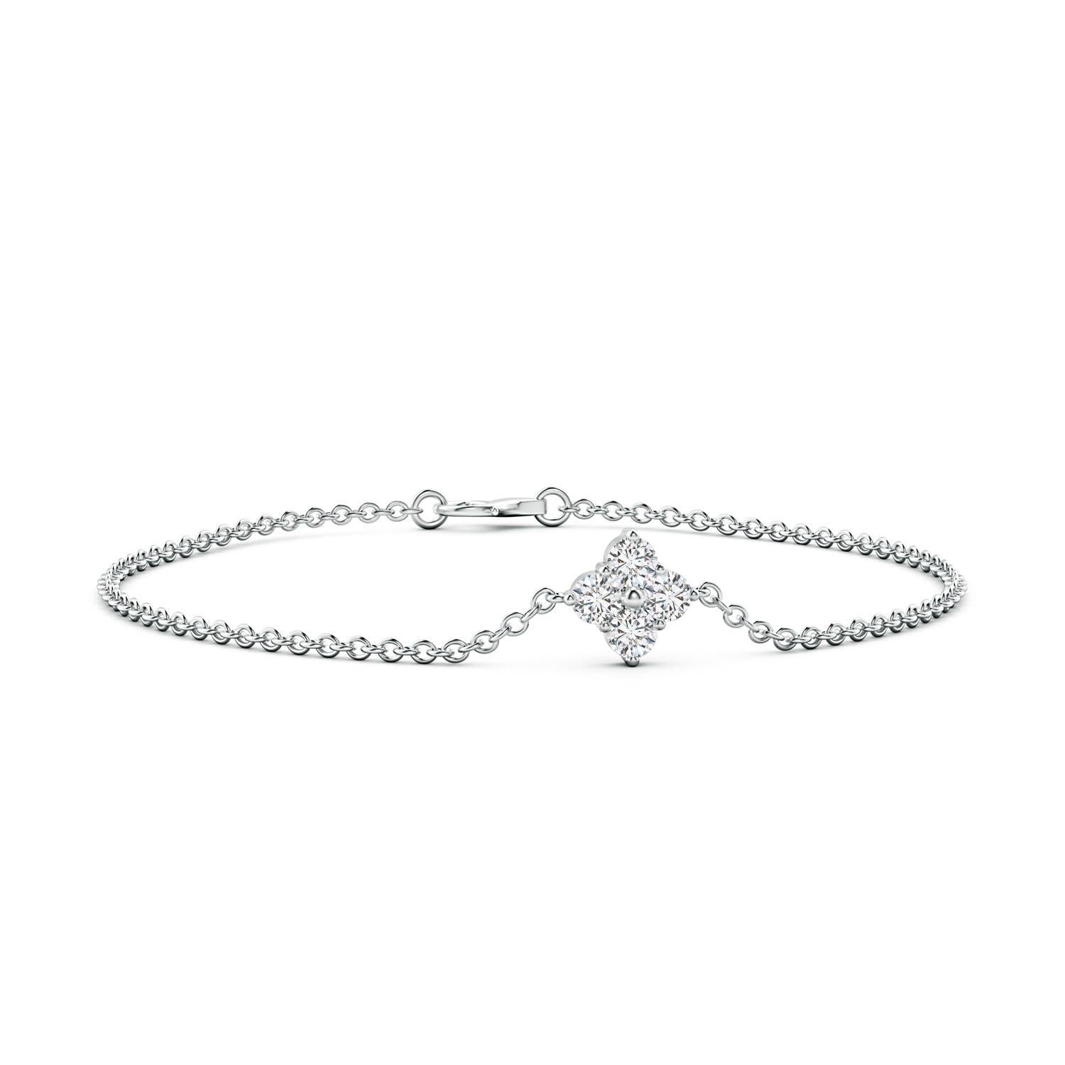 4.1mm HSI2 Floral Diamond Cluster Chain Bracelet in S999 Silver
