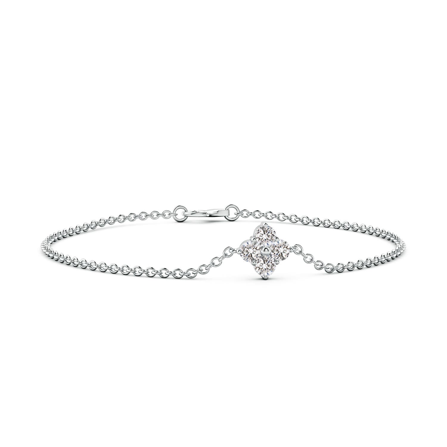 4.1mm IJI1I2 Floral Diamond Cluster Chain Bracelet in S999 Silver