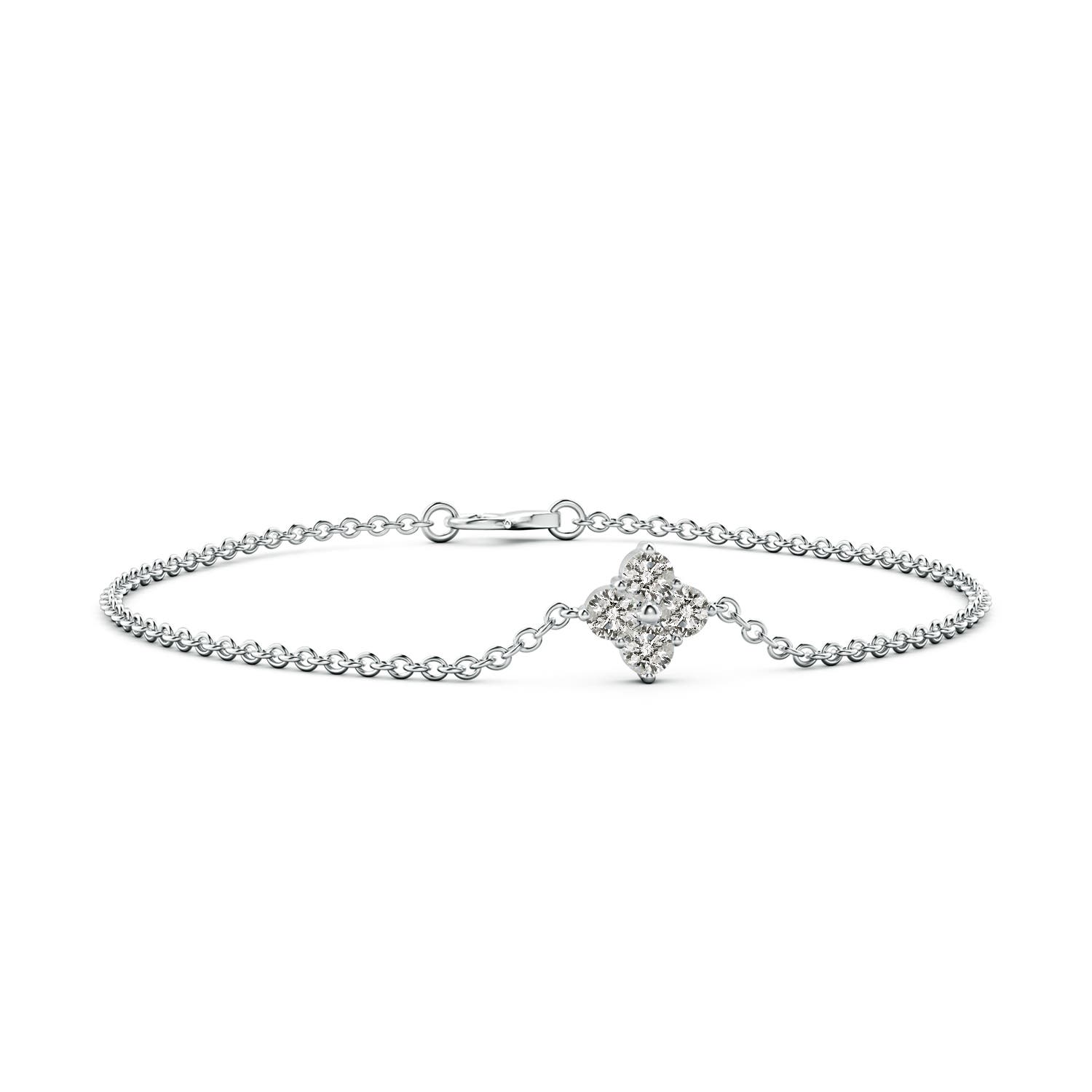 4.1mm KI3 Floral Diamond Cluster Chain Bracelet in S999 Silver