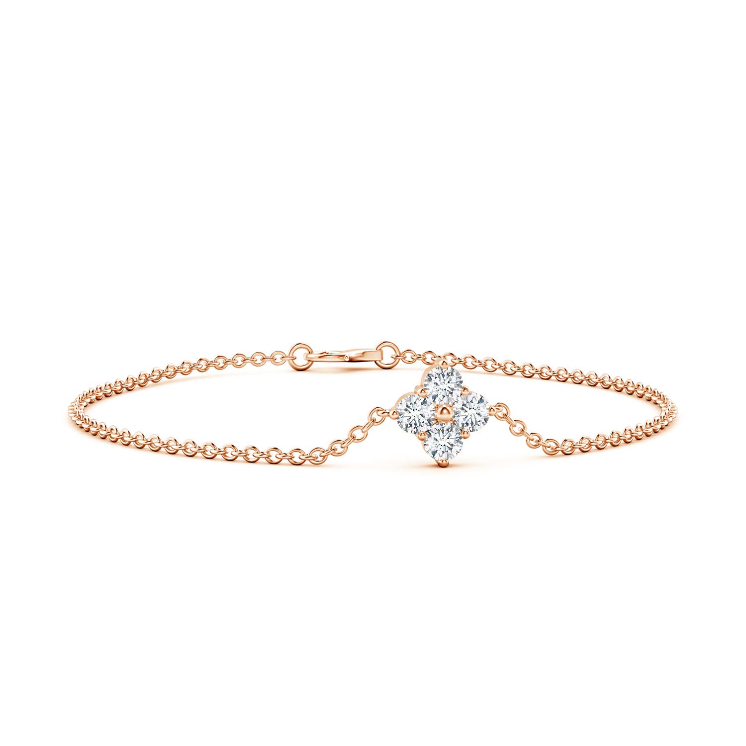 4.6mm GVS2 Floral Diamond Cluster Chain Bracelet in Rose Gold
