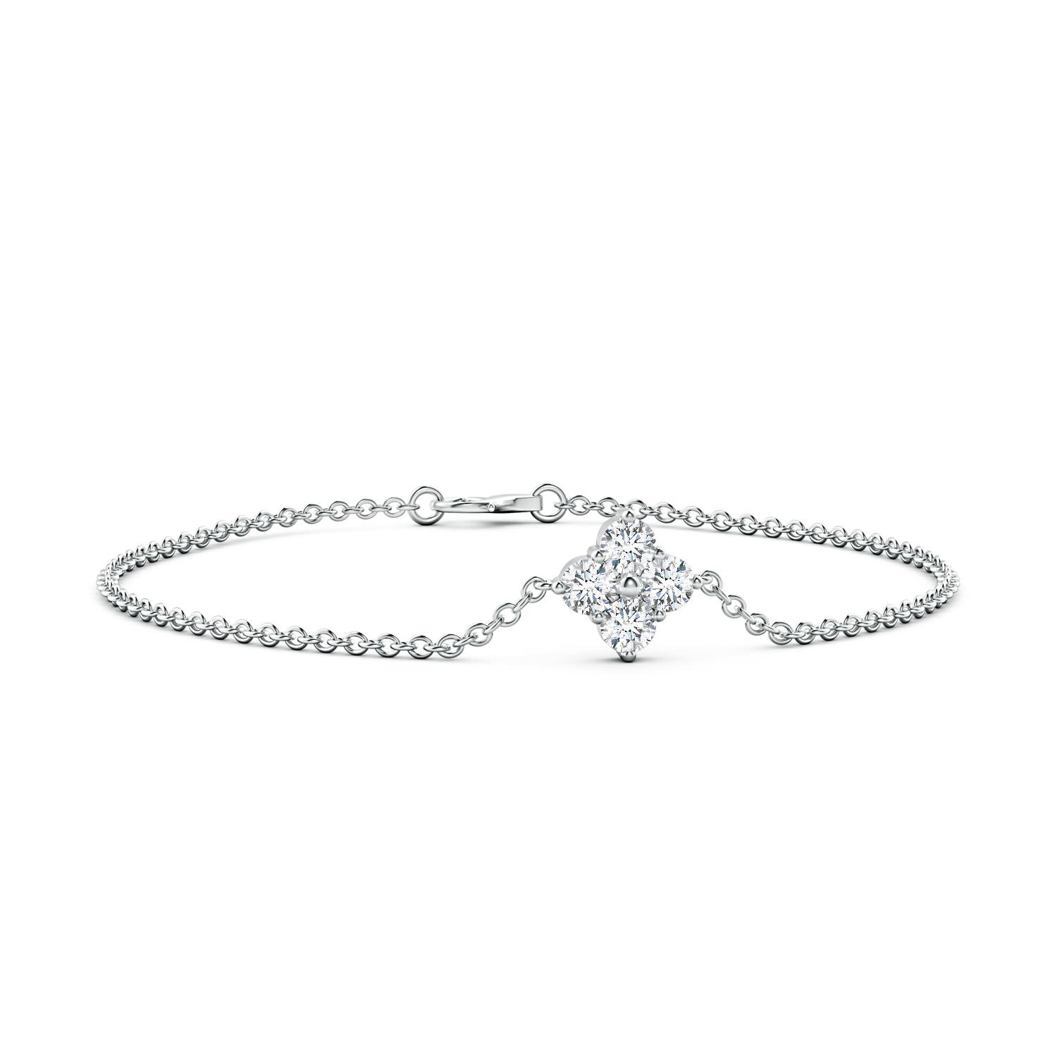 4.6mm GVS2 Floral Diamond Cluster Chain Bracelet in S999 Silver