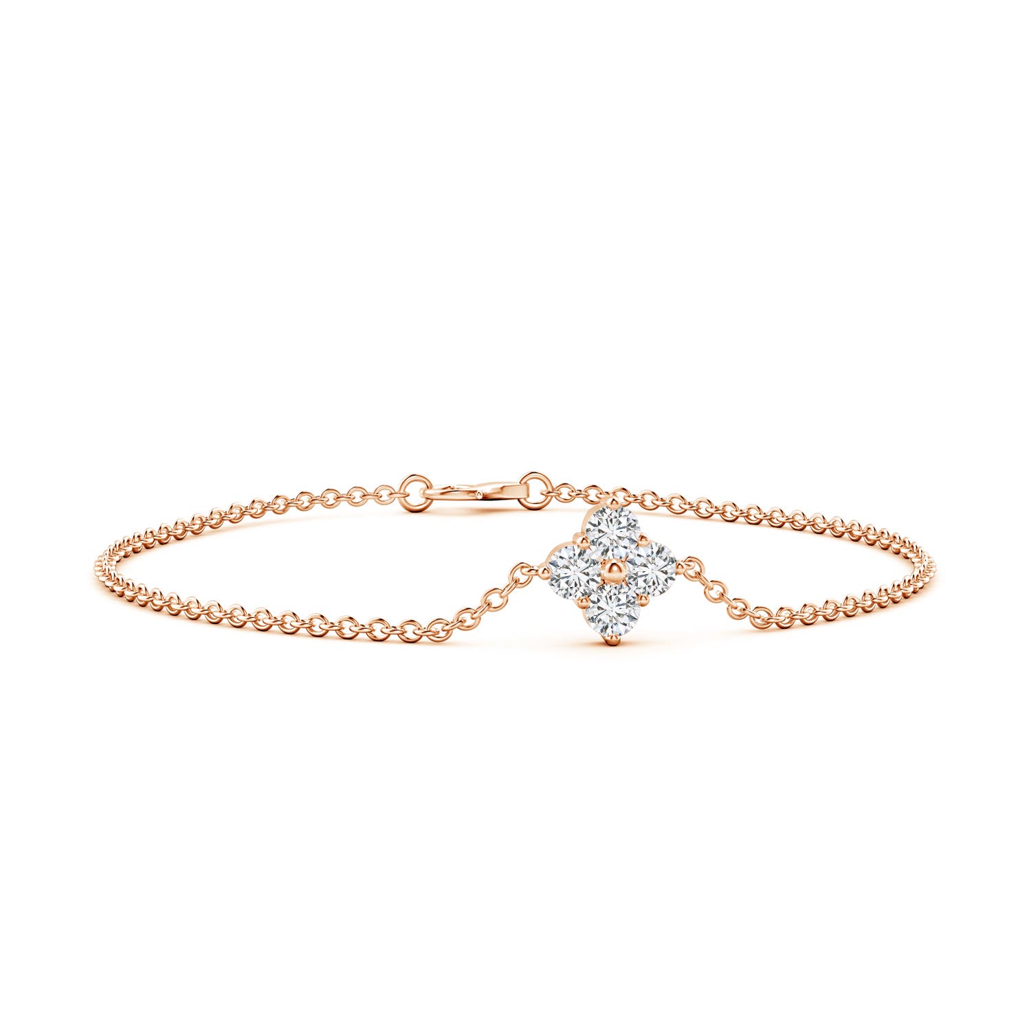 4.6mm HSI2 Floral Diamond Cluster Chain Bracelet in 18K Rose Gold