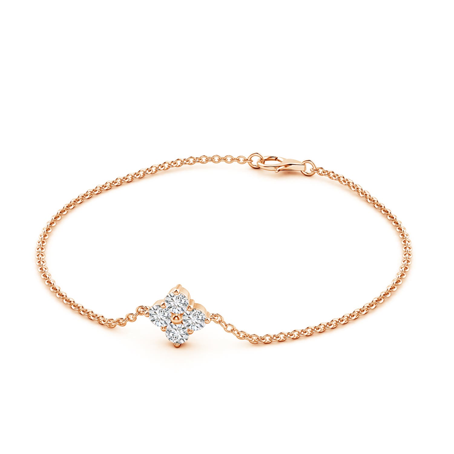 4.6mm HSI2 Floral Diamond Cluster Chain Bracelet in 18K Rose Gold