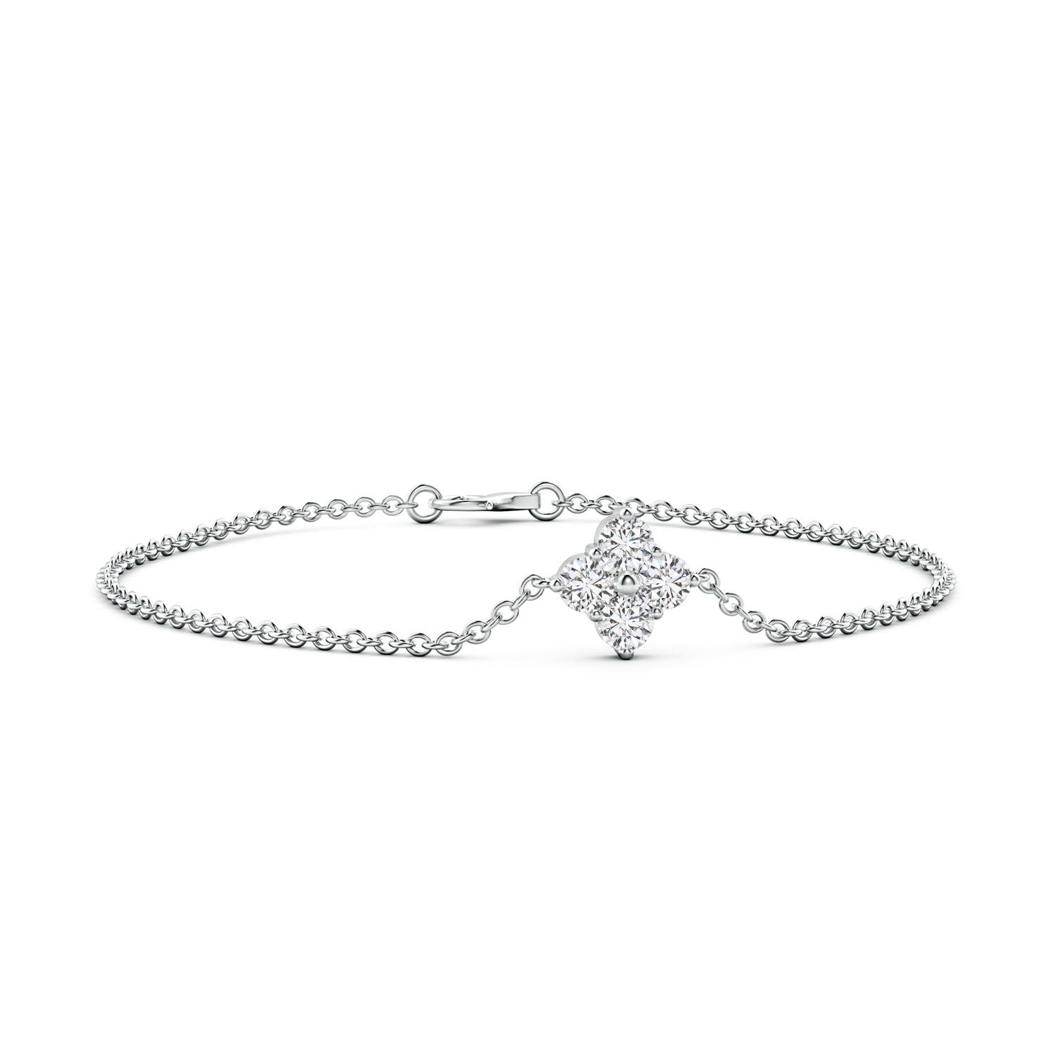 4.6mm HSI2 Floral Diamond Cluster Chain Bracelet in White Gold