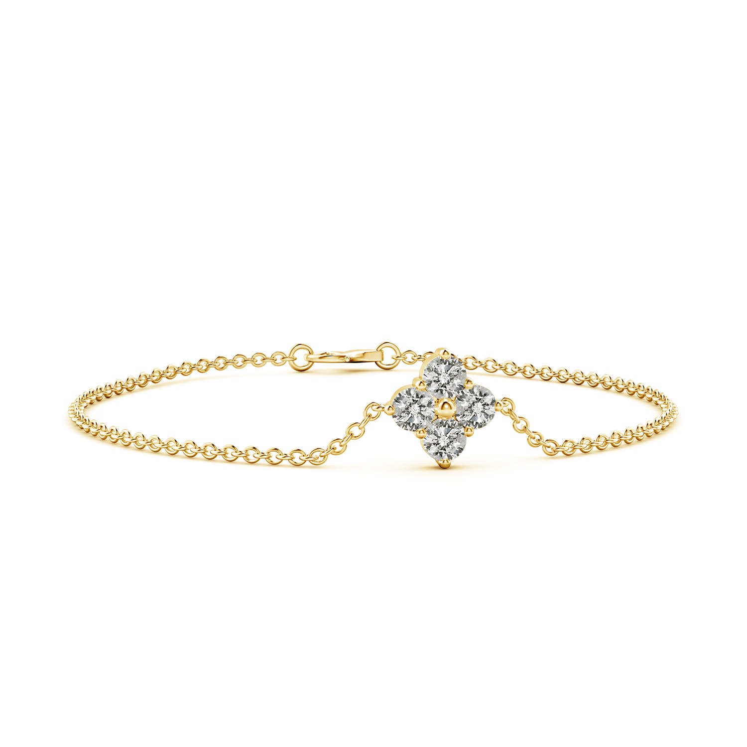 5.1mm KI3 Floral Diamond Cluster Chain Bracelet in Yellow Gold