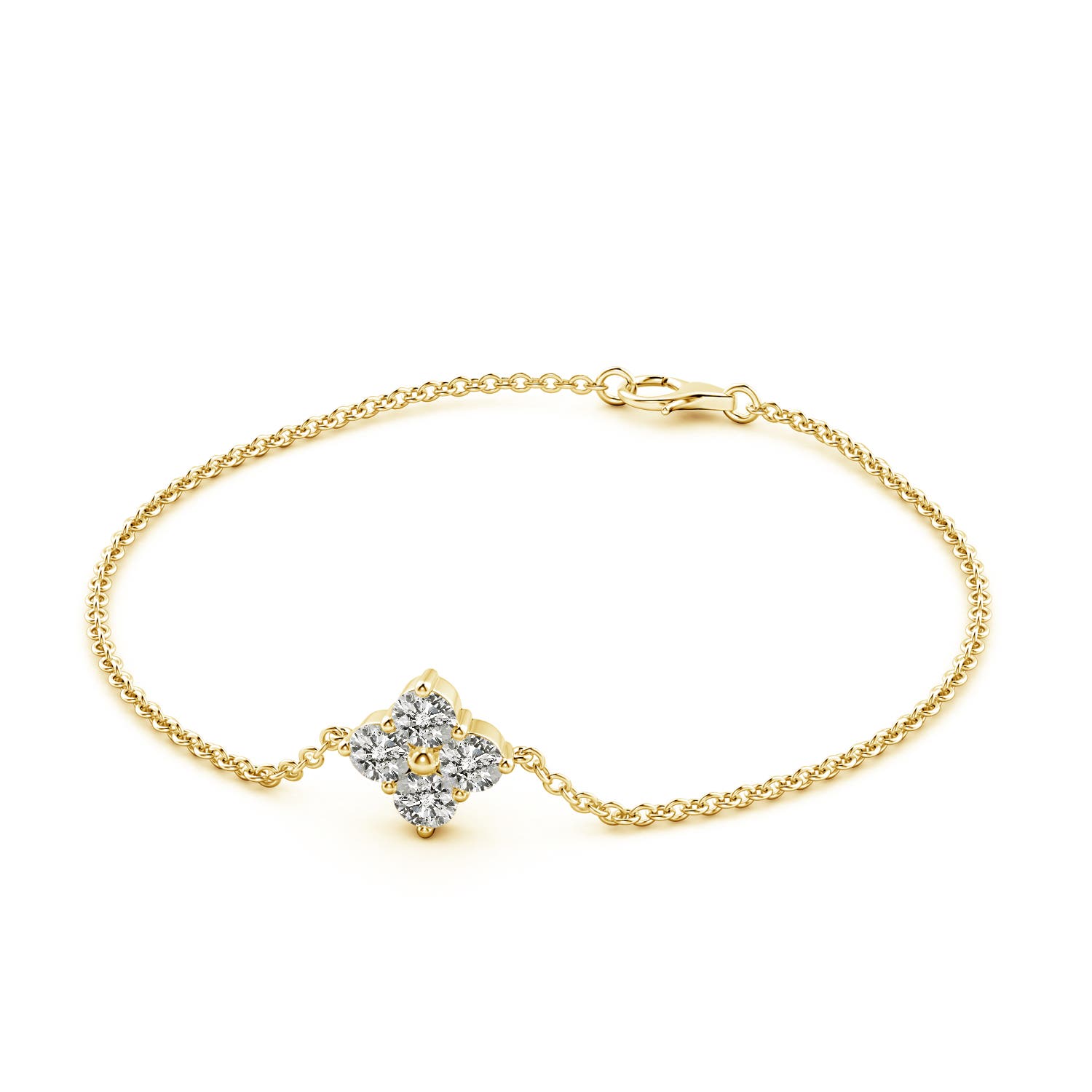 5.1mm KI3 Floral Diamond Cluster Chain Bracelet in Yellow Gold
