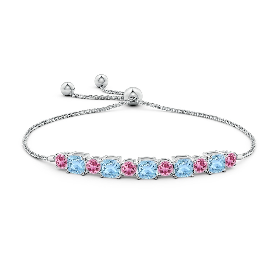 5mm AAA Aquamarine and Pink Tourmaline Bolo Bracelet in White Gold side-1