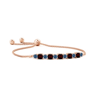 4mm A Garnet and London Blue Topaz Bolo Bracelet in Rose Gold