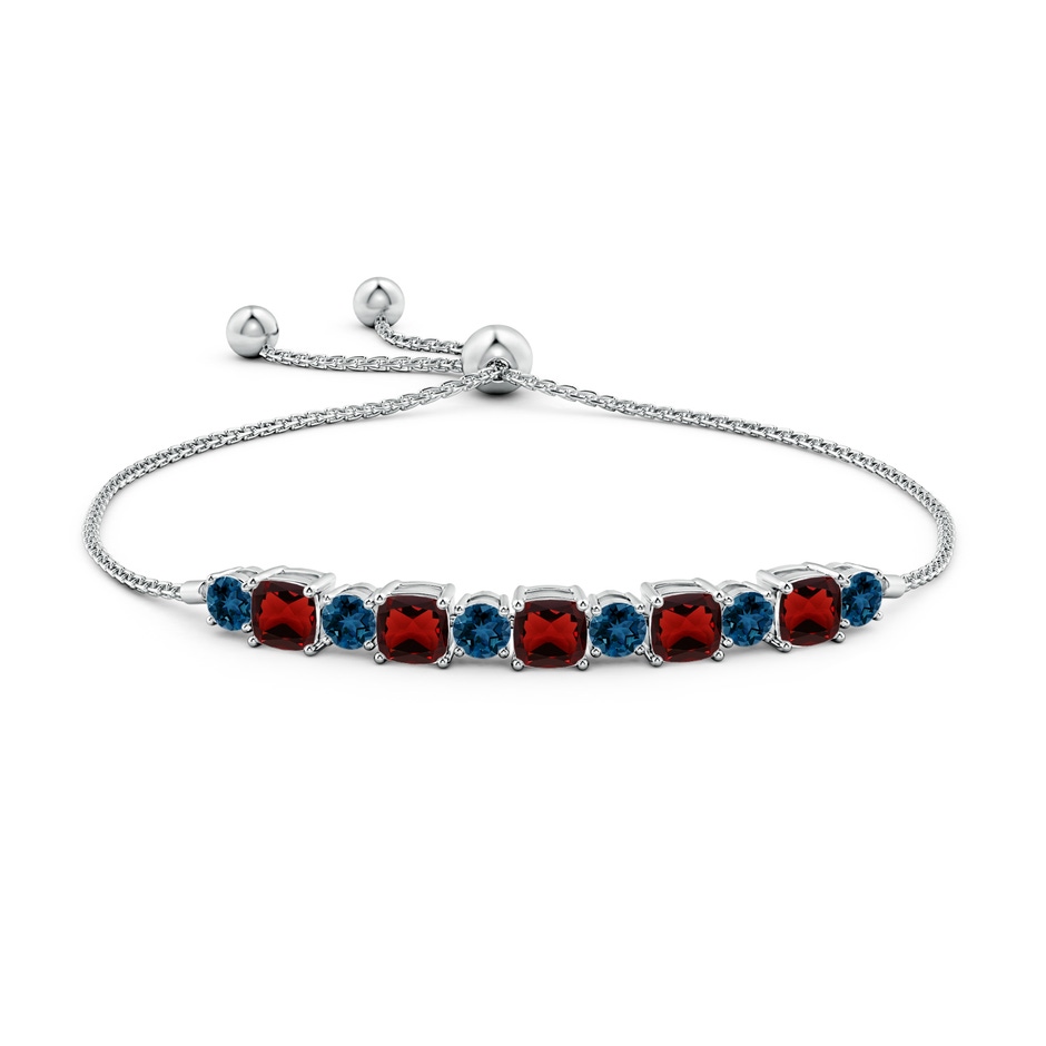 5mm AAA Garnet and London Blue Topaz Bolo Bracelet in White Gold side-1