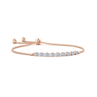 3mm A Aquamarine and Diamond Tennis Bolo Bracelet in Rose Gold
