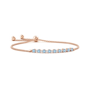 3mm AAA Aquamarine and Diamond Tennis Bolo Bracelet in Rose Gold