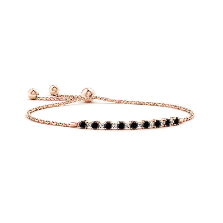 3mm AA Alternating Black & White Diamond Tennis Bolo Bracelet in Rose Gold 