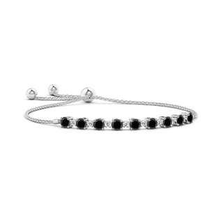 4mm AA Alternating Black & White Diamond Tennis Bolo Bracelet in White Gold