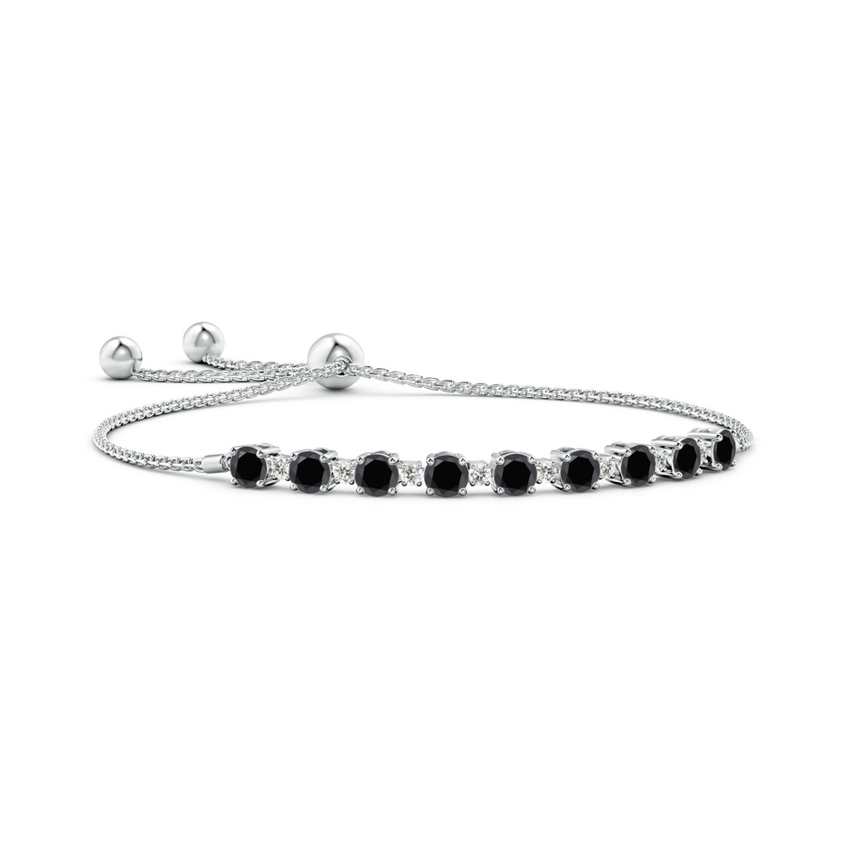 4mm AA Alternating Black & White Diamond Tennis Bolo Bracelet in White Gold 