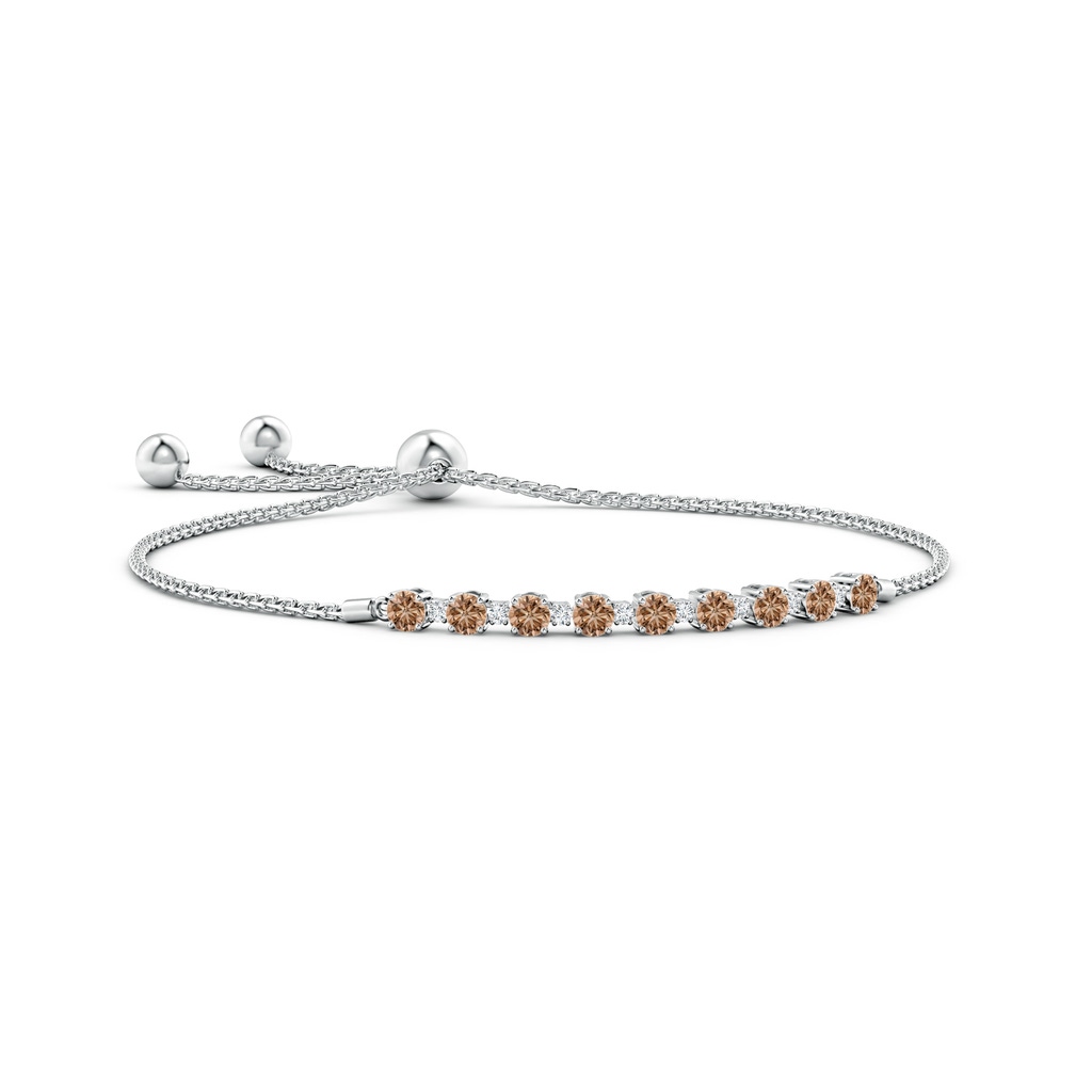 3mm AAA Alternating Coffee & White Diamond Tennis Bolo Bracelet in White Gold