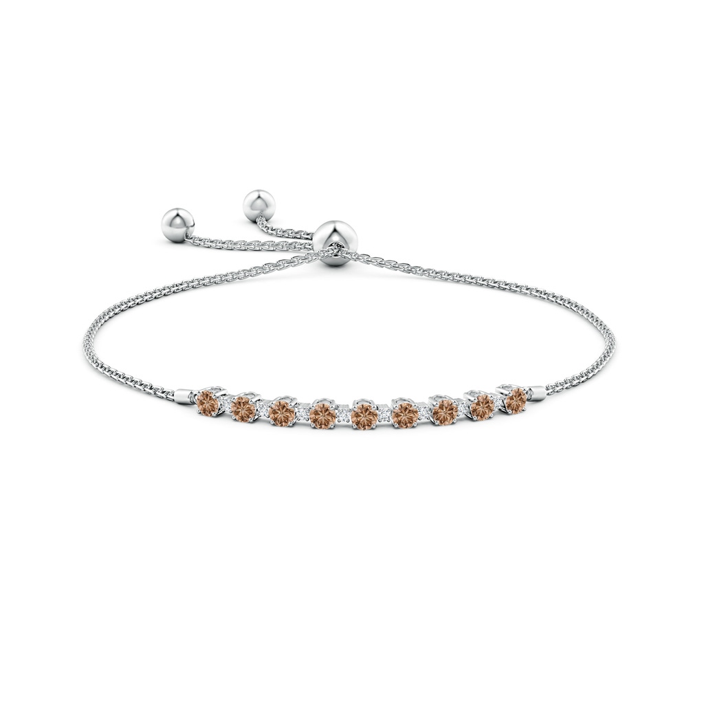 3mm AAA Alternating Coffee & White Diamond Tennis Bolo Bracelet in White Gold - side 199