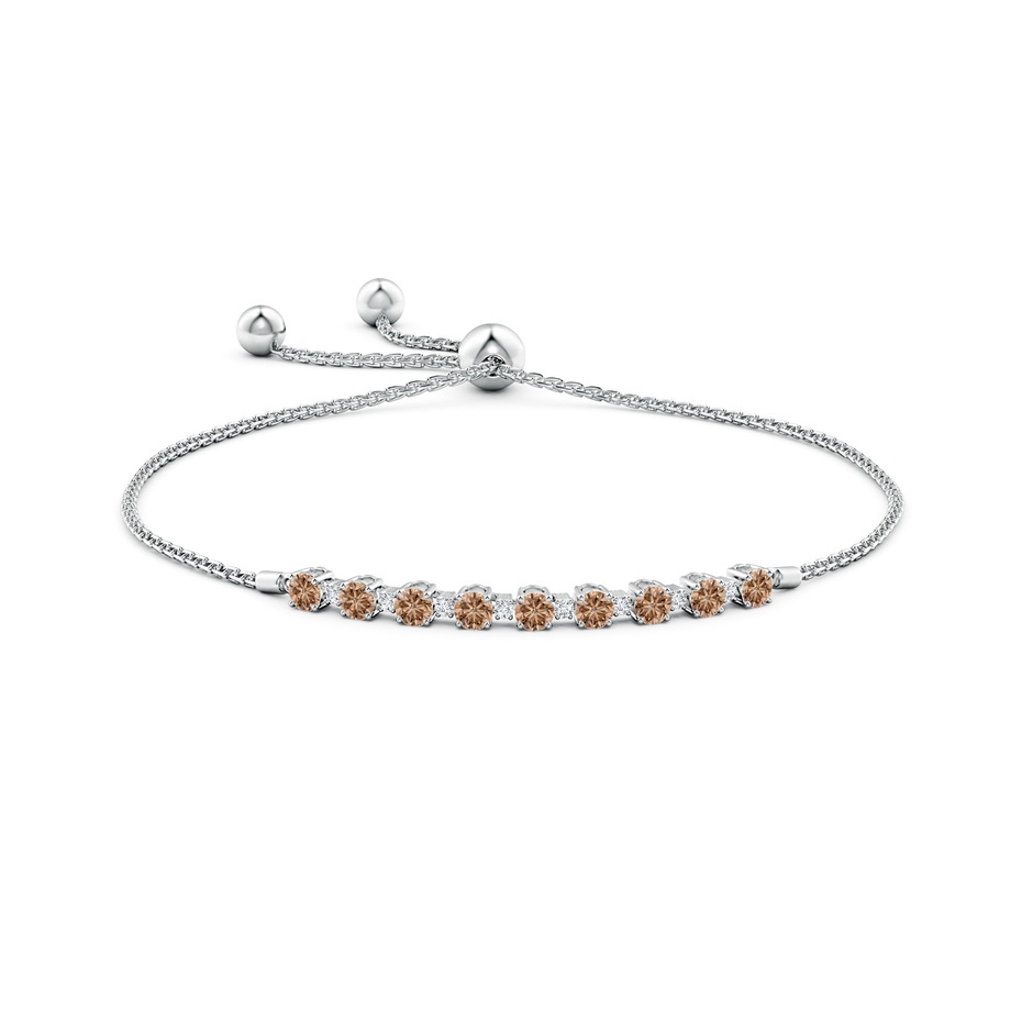 3mm AAA Alternating Coffee & White Diamond Tennis Bolo Bracelet in White Gold side 199