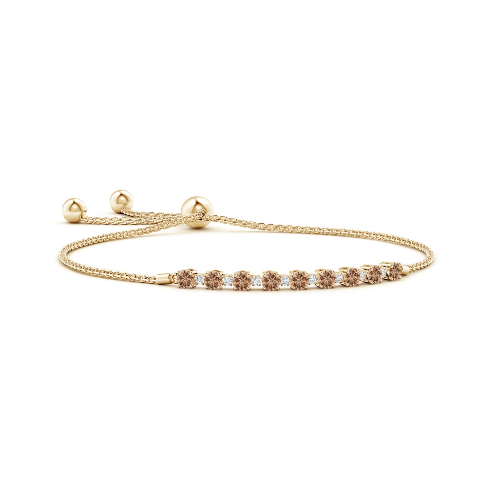 3mm AAA Alternating Coffee & White Diamond Tennis Bolo Bracelet in Yellow Gold