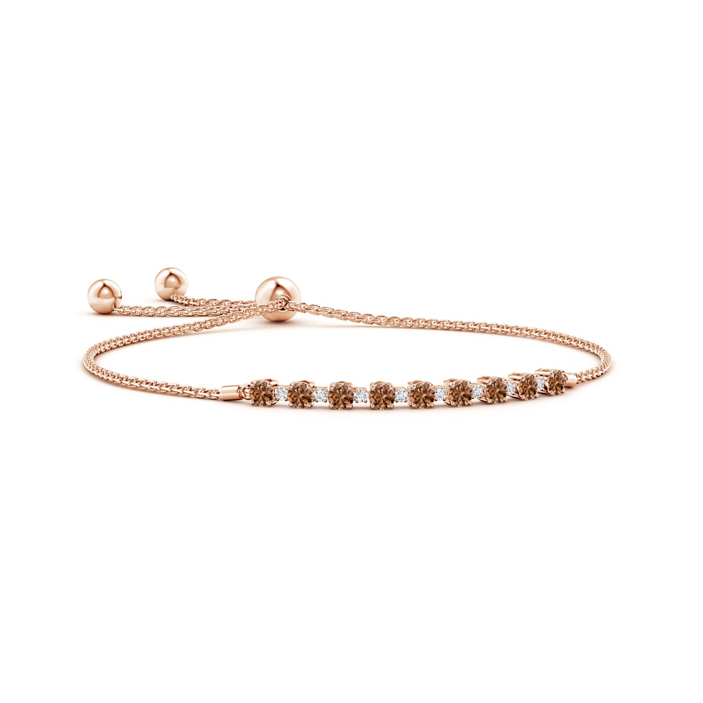 3mm AAAA Alternating Coffee & White Diamond Tennis Bolo Bracelet in Rose Gold