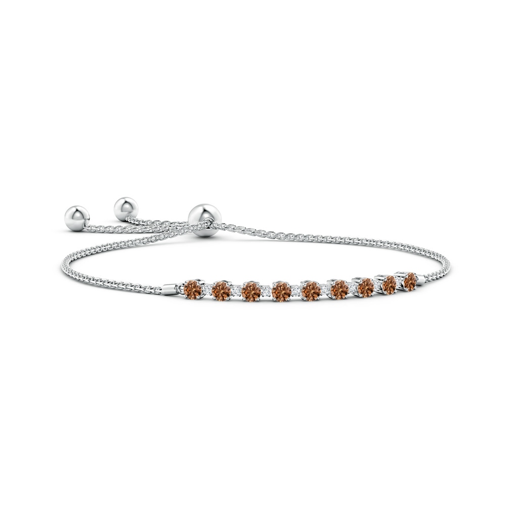 3mm AAAA Alternating Coffee & White Diamond Tennis Bolo Bracelet in White Gold