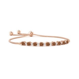 4mm AAAA Alternating Coffee & White Diamond Tennis Bolo Bracelet in Rose Gold