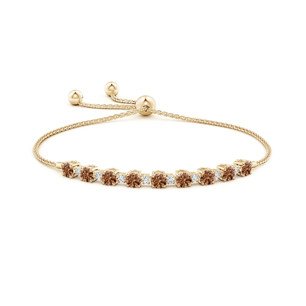 4mm AAAA Alternating Coffee & White Diamond Tennis Bolo Bracelet in Yellow Gold - side 199