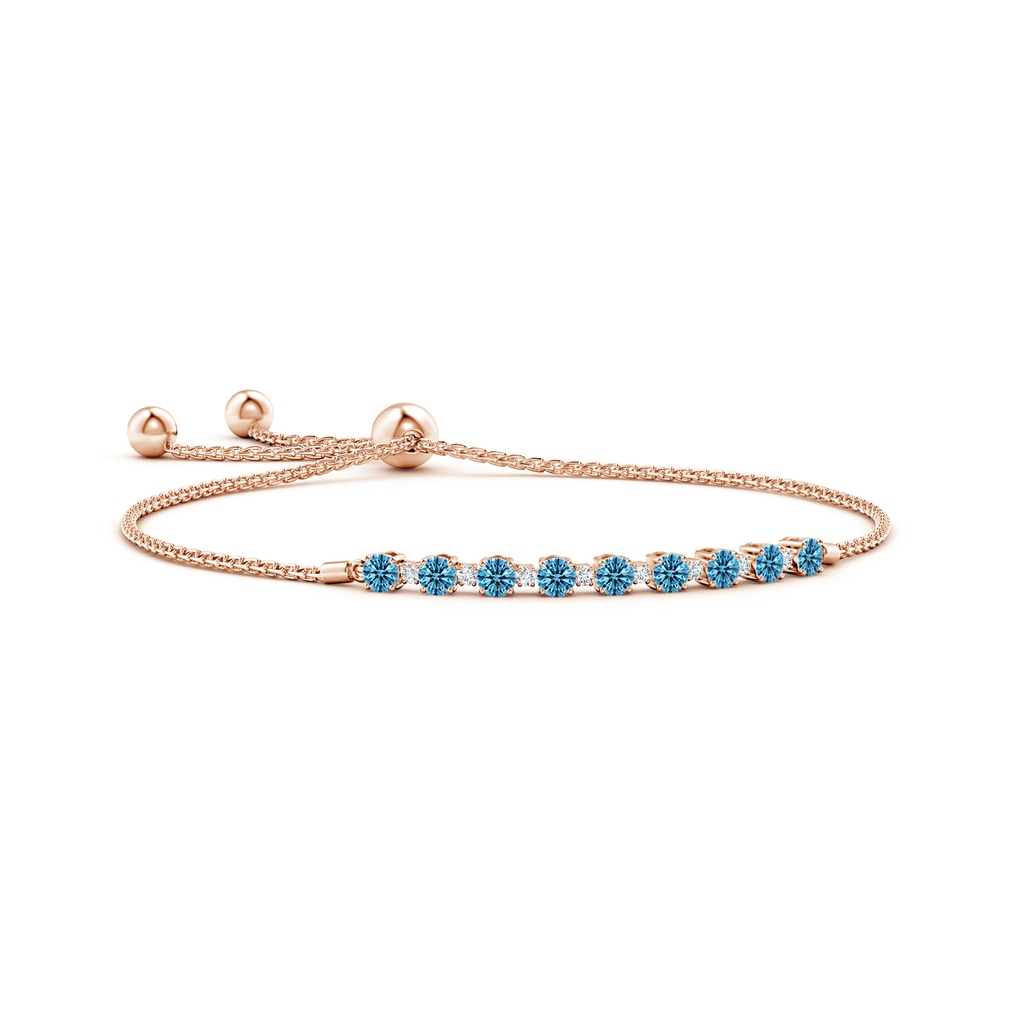 3mm AAAA Fancy Intense Blue and White Diamond Tennis Bolo Bracelet in Rose Gold