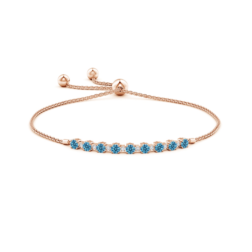 3mm AAAA Fancy Intense Blue and White Diamond Tennis Bolo Bracelet in Rose Gold - side 199