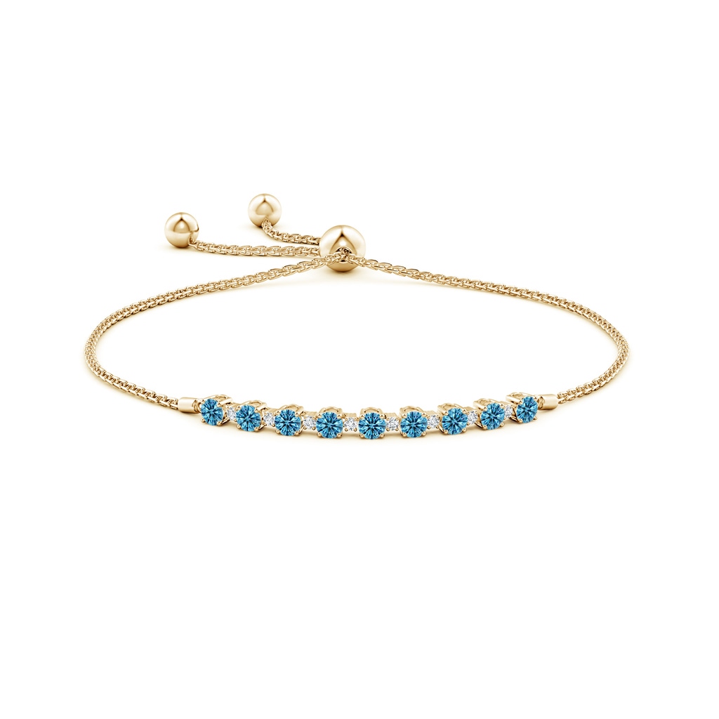 3mm AAAA Fancy Intense Blue and White Diamond Tennis Bolo Bracelet in Yellow Gold - side 199