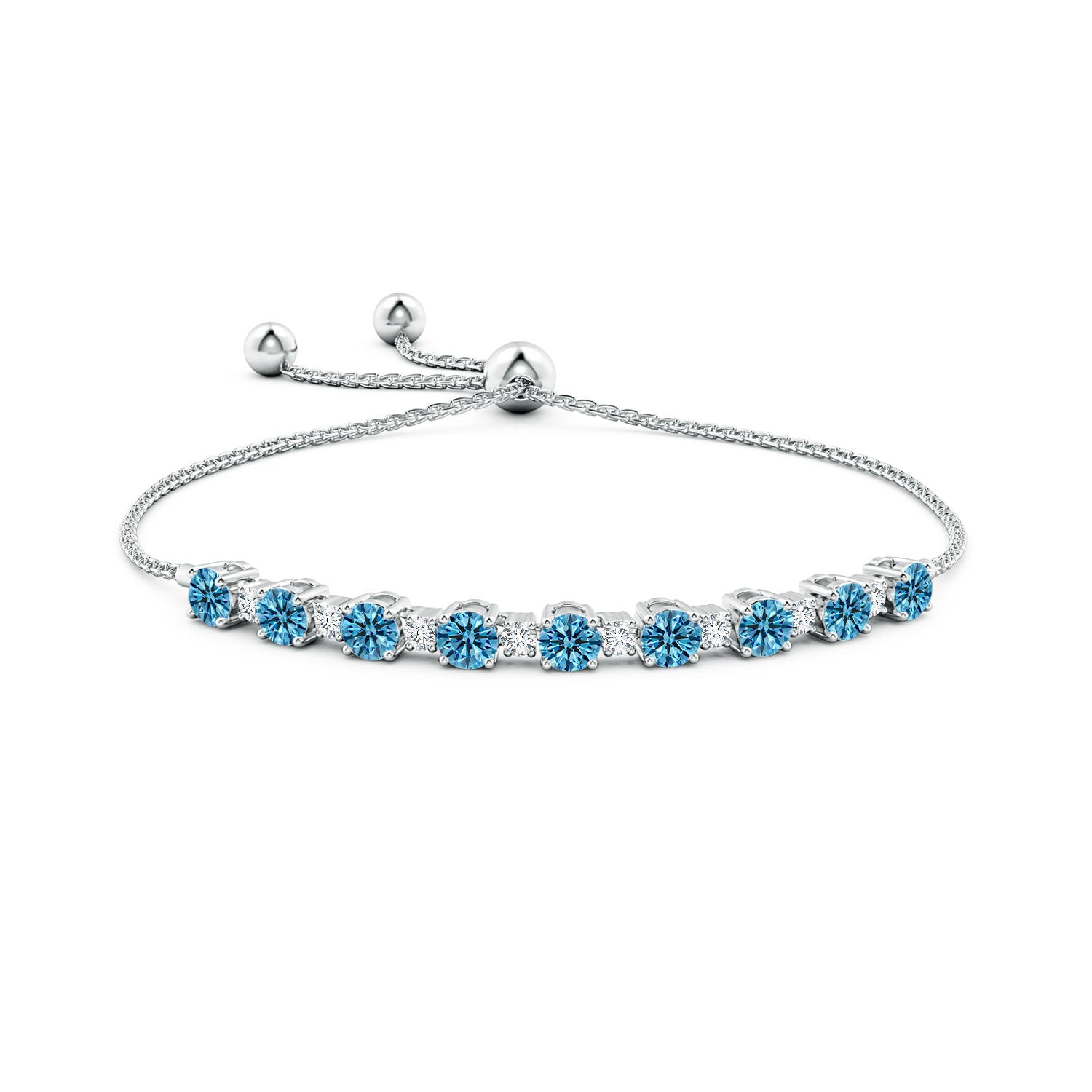 5mm AAAA Fancy Intense Blue and White Diamond Tennis Bolo Bracelet in White Gold - side 3