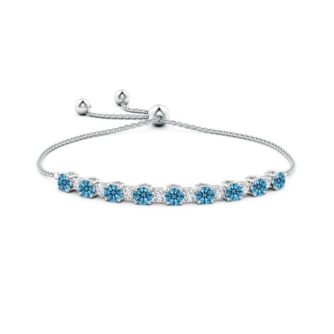 5mm AAAA Fancy Intense Blue and White Diamond Tennis Bolo Bracelet in White Gold - side 3