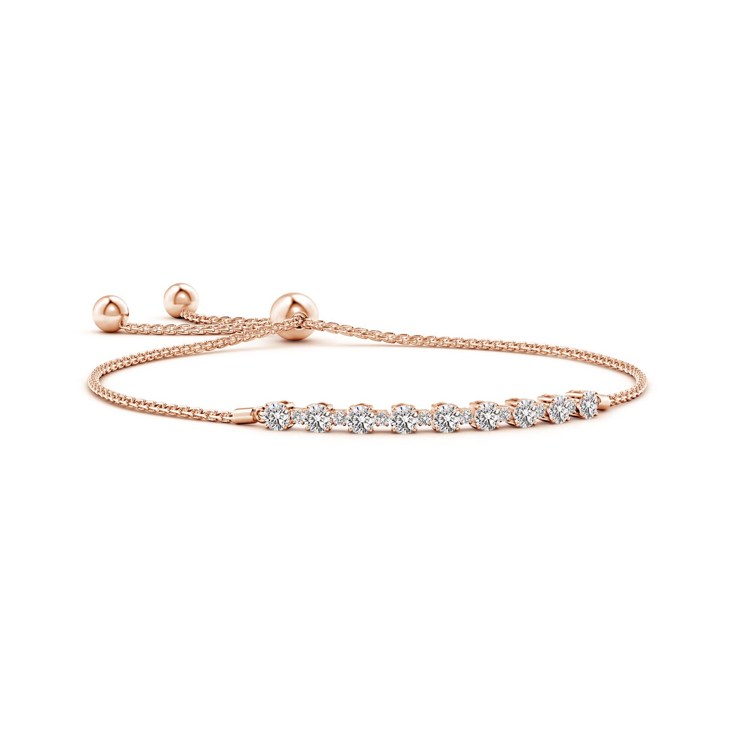 3mm IJI1I2 Alternating Size Diamond Tennis Bolo Bracelet in Rose Gold