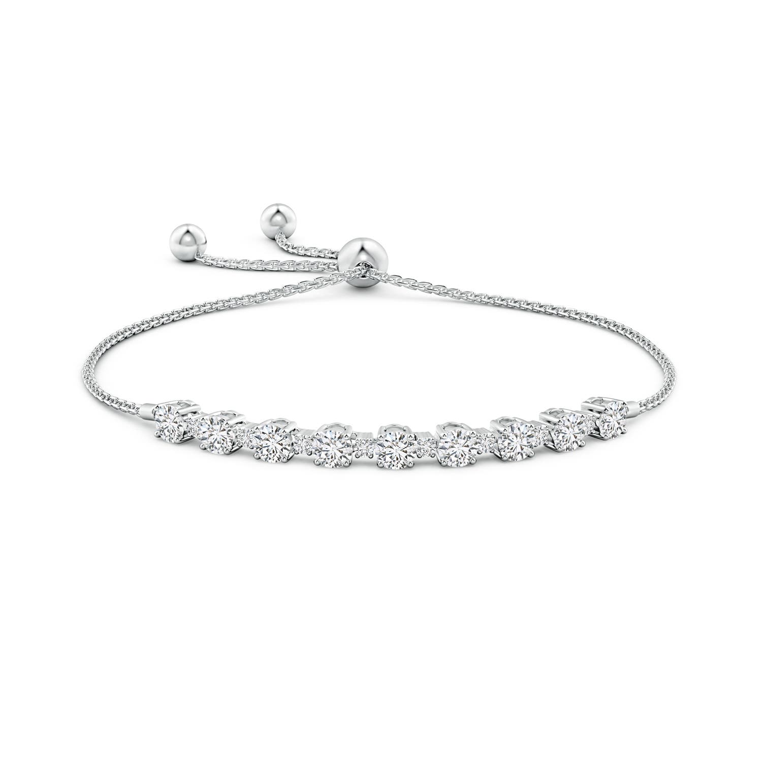 4mm HSI2 Alternating Size Diamond Tennis Bolo Bracelet in White Gold