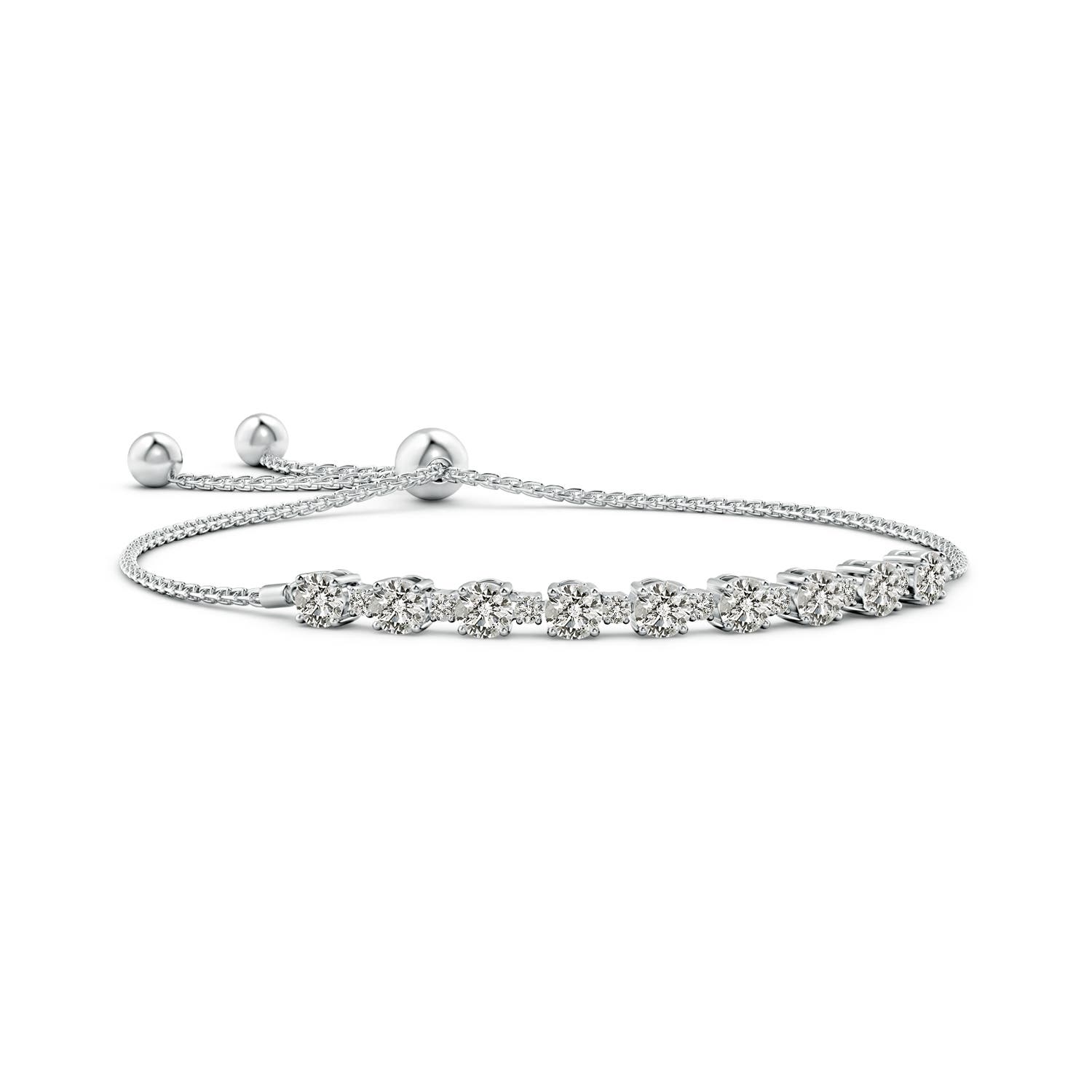 4mm KI3 Alternating Size Diamond Tennis Bolo Bracelet in White Gold